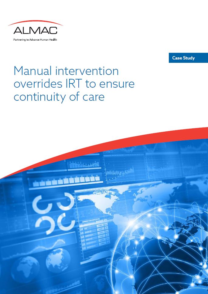 Manual intervention overrides IRT to ensure continuity of care Almac